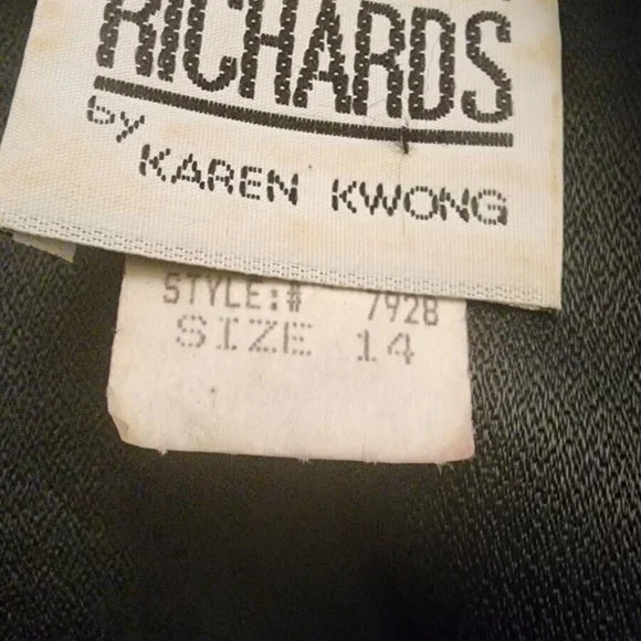 R&M Richards Karen Kwong Vintage Black Velvet Multi-Color Sparkle Tunic Size 14 - Picture 9 of 11